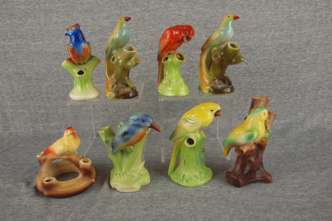 Czechoslovakia lot of 8 bird vases