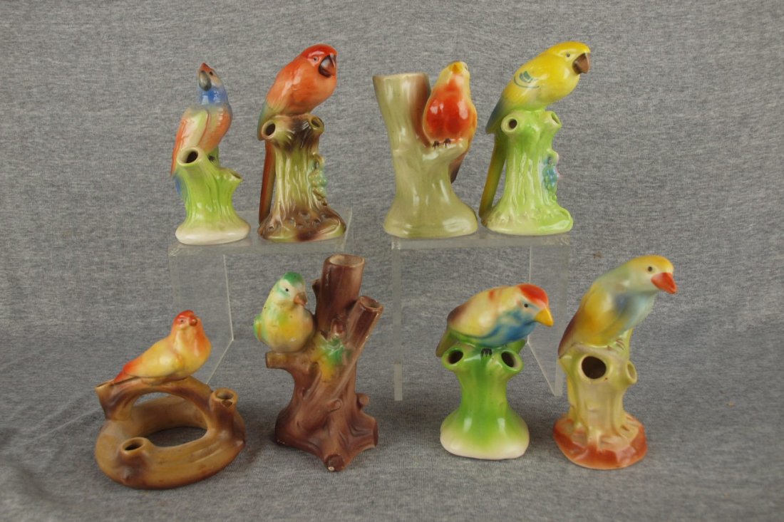 Czechoslovakia lot of 8 bird vases