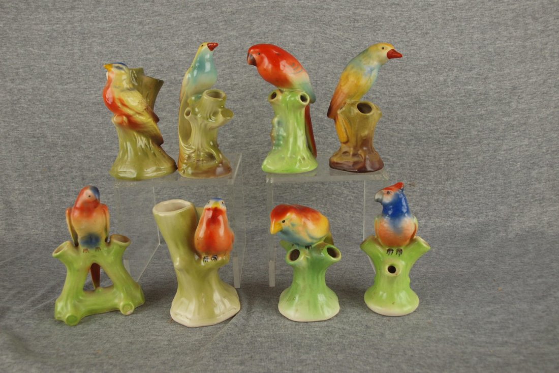 Czechoslovakia lot of 8 bird vases