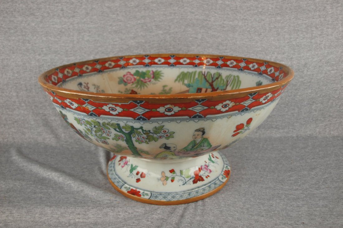 Very early large Oriental porcelain punch bowl with  - 5