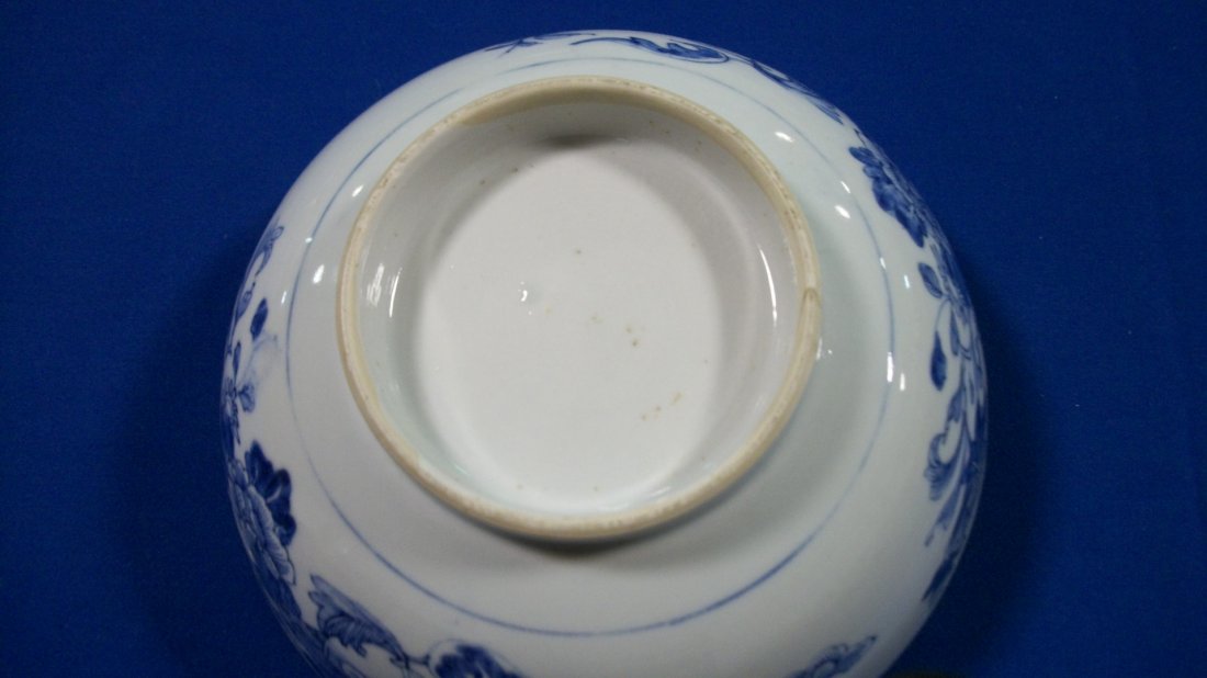 Oriental blue and white porcelain bowl, 8"d - 4