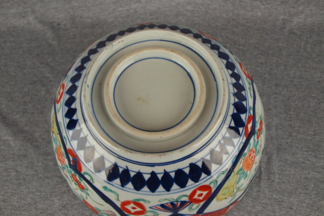 Imari large bowl with various scenes, 11 1/4"d, hair - 3