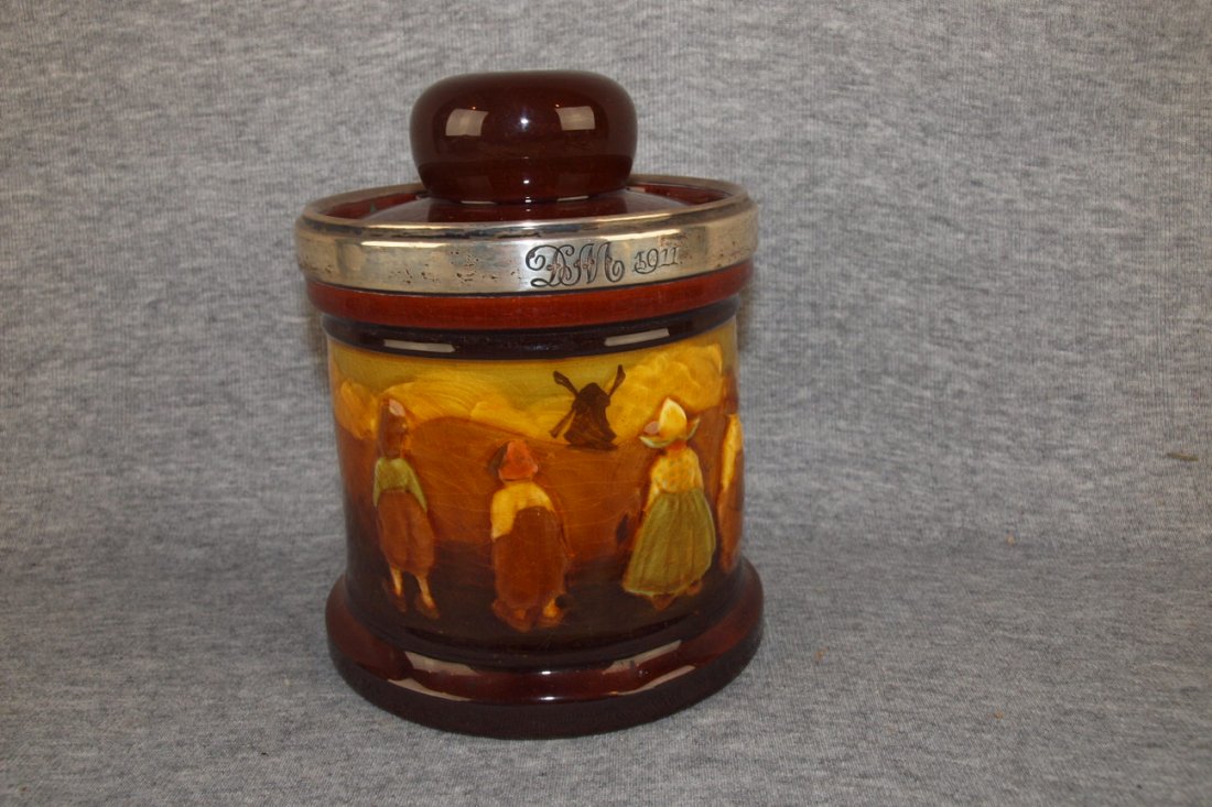 Royal Doulton standard glaze humidor with Dutch scen