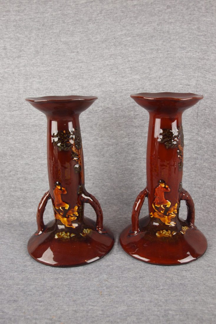 Royal Doulton standard glaze pair of candle holders 