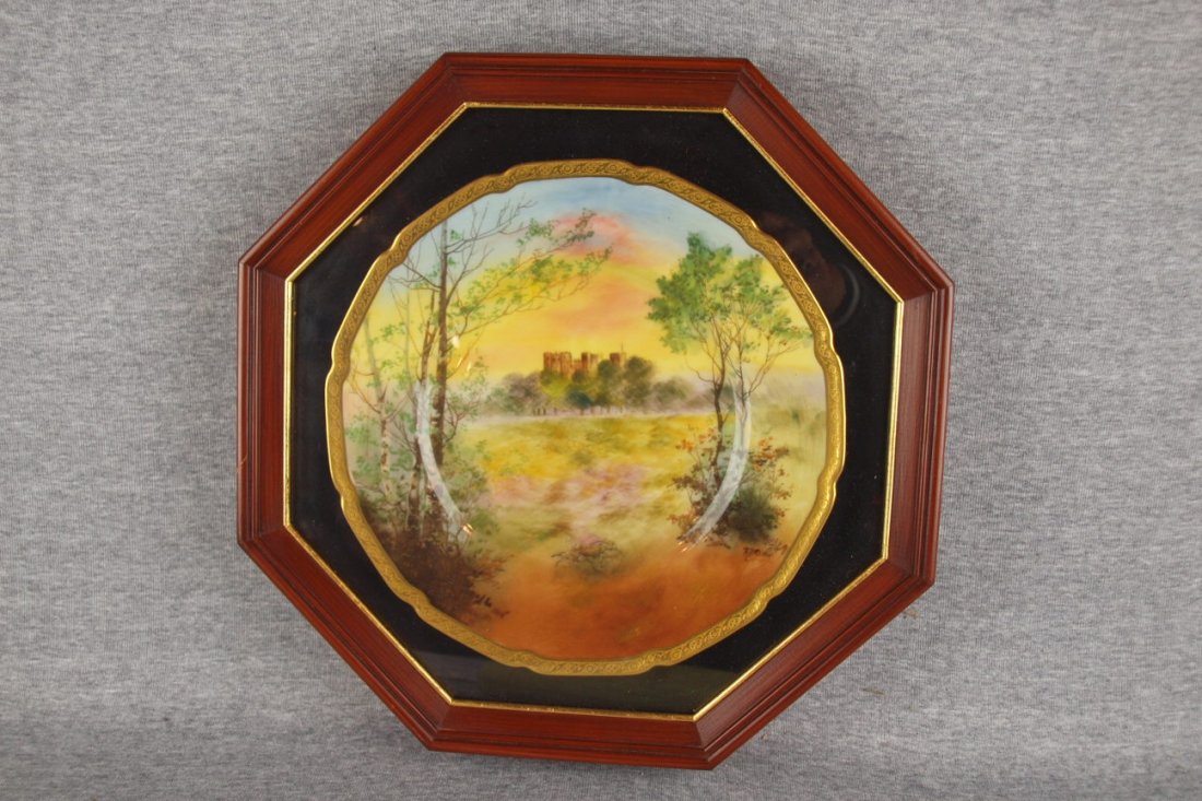 Royal Doulton "Ludlow Castle" framed plate, 10 1/4"d