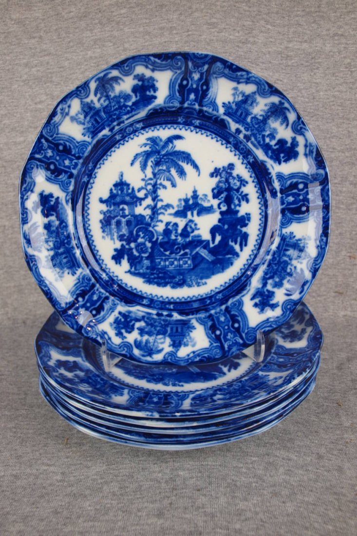 W. Adams & Co flow blue "Kyber" set of 6-10" plates : W. Adams & Co flow blue "Kyber" set of 6-10" plates