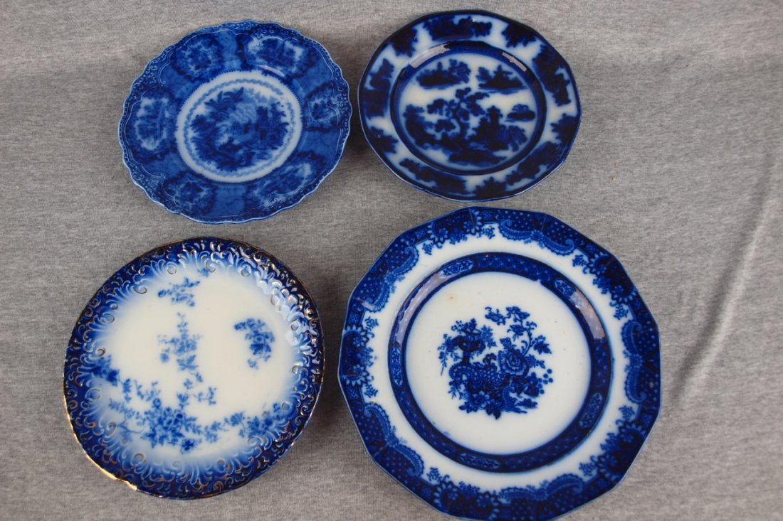 Flow blue lot of 4 plates