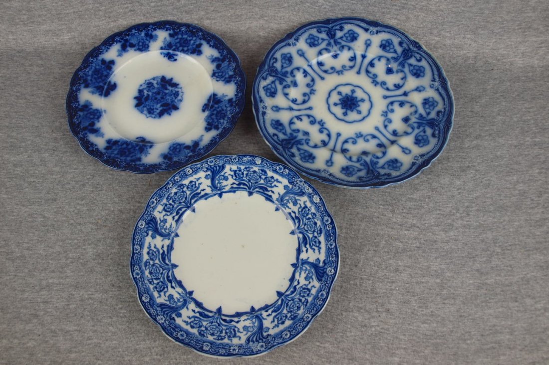 Lot of 3 Flow blue plates: Lot of 3 Flow blue plates