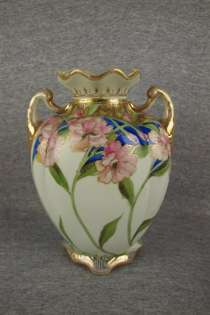 Nippon floral vase with gold, 8 1/2" : Nippon floral vase with gold, 8 1/2"