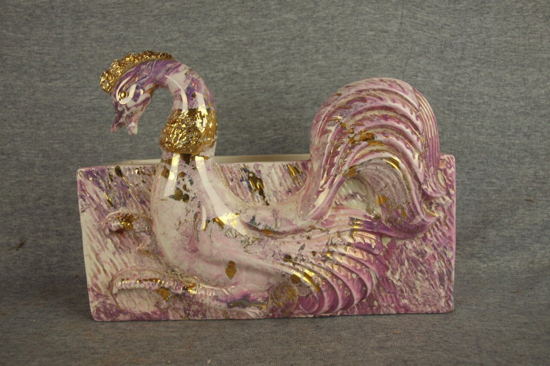 1950's Modern Retro TV lamp of purple bird, no lamp,