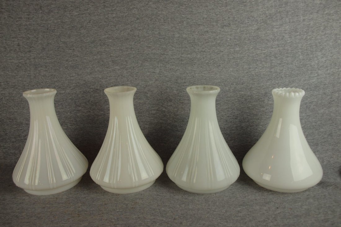 Angle lamp lot of 4 milk glass lamp shades