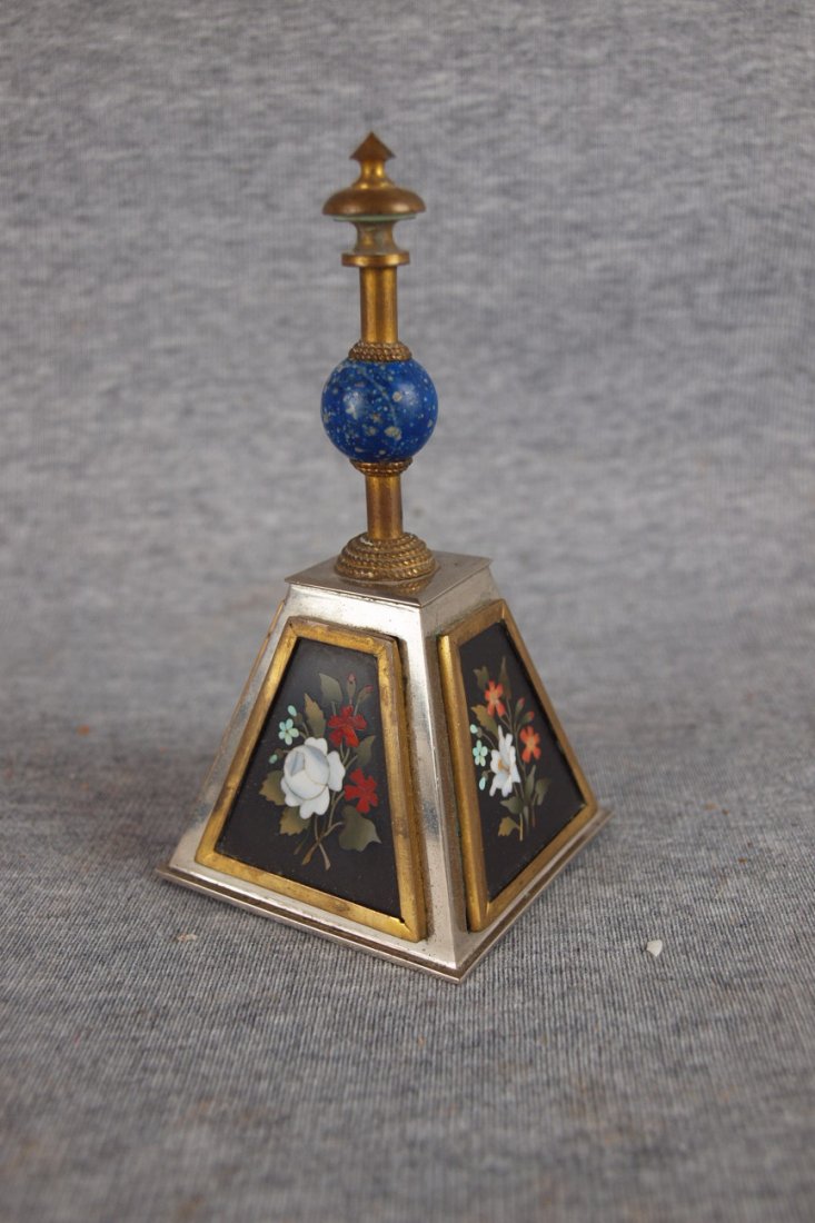 Pietra Dura porcelain and brass small hand be