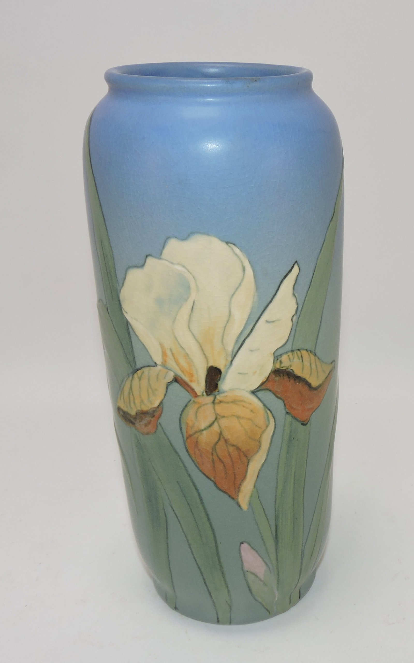 Weller Hudson 9 1/2" vase with iris, (1 of 3)