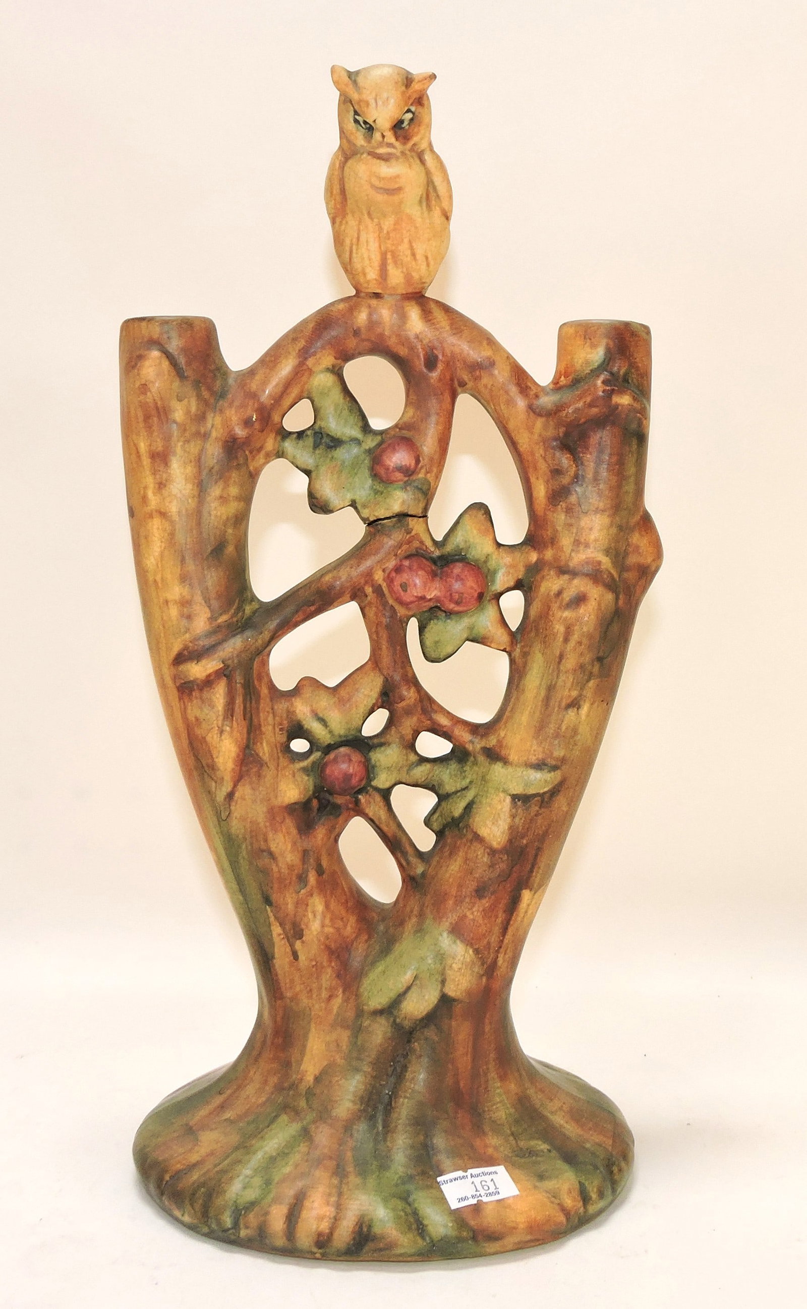 Weller Woodcraft owl double bud vase, (1 of 1)