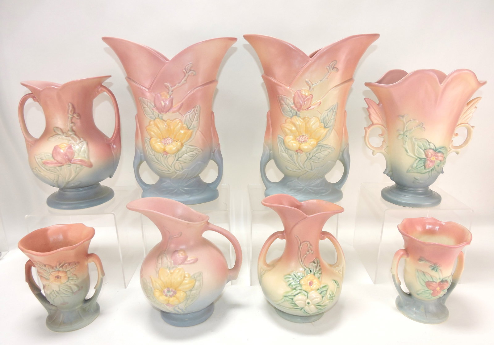 Hull Pottery lot of 8 pieces,: 5 1/2" to 11"