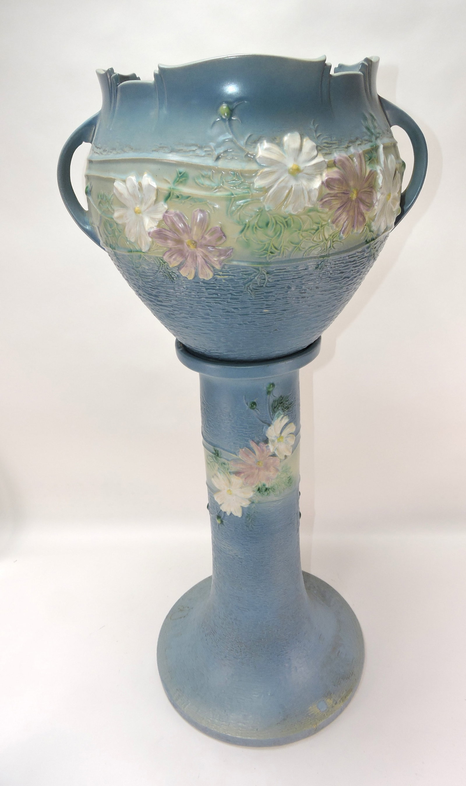 Roseville blue Cosmos jardiniere and (1 of 2)