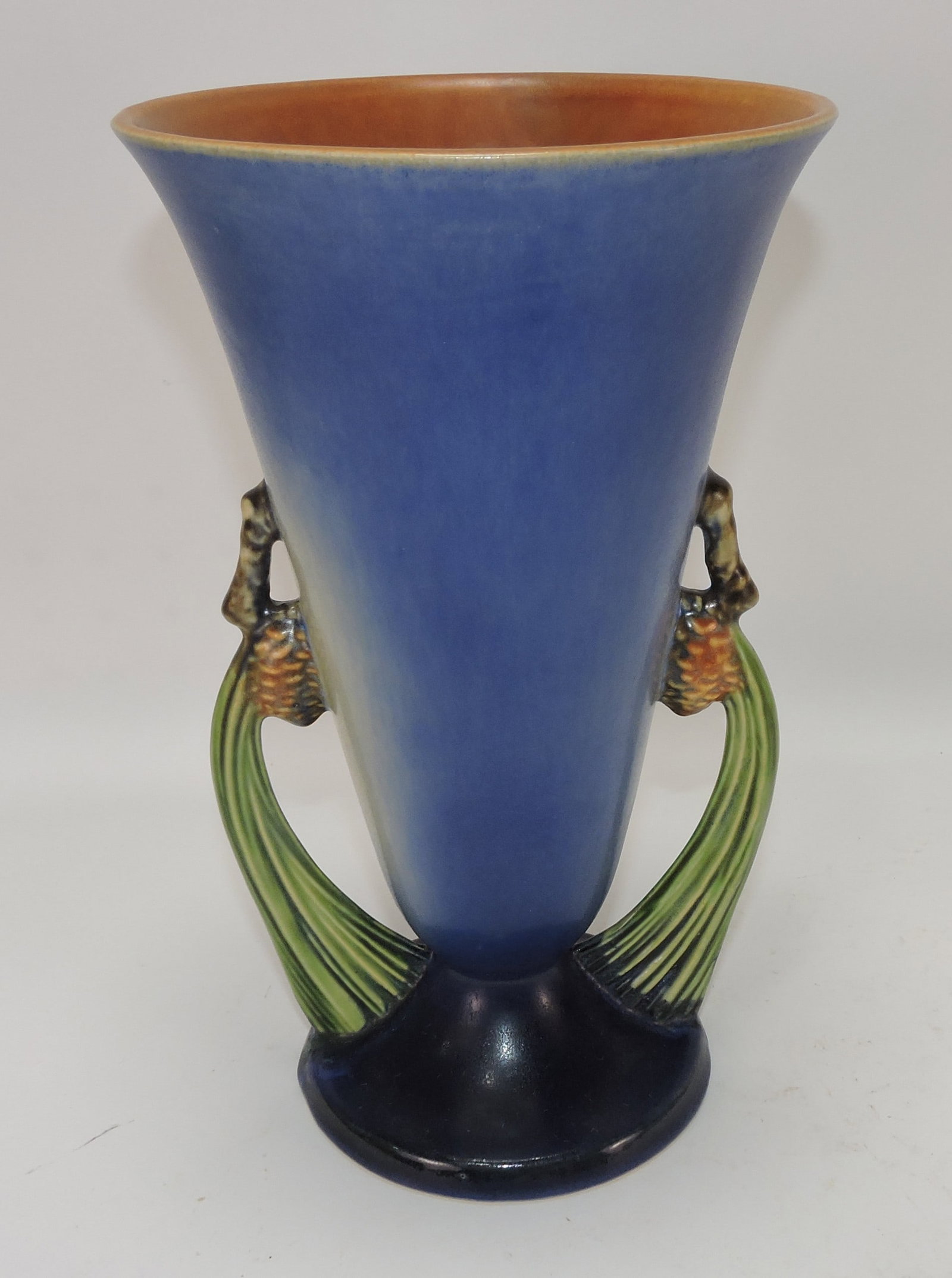 Roseville blue Pinecone vase 747-10" (1 of 1)