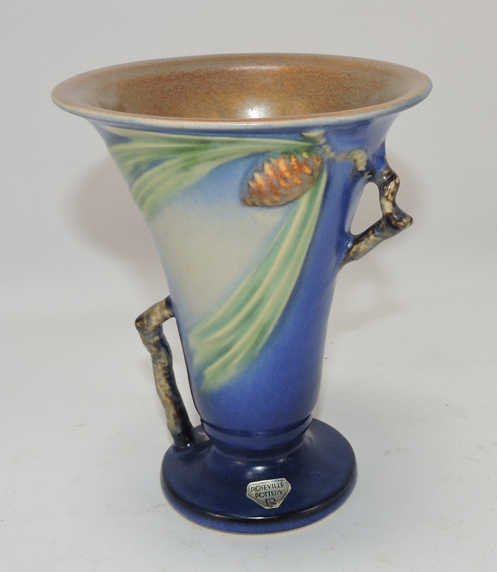 Roseville blue Pinecone vase 906-6" (1 of 1)