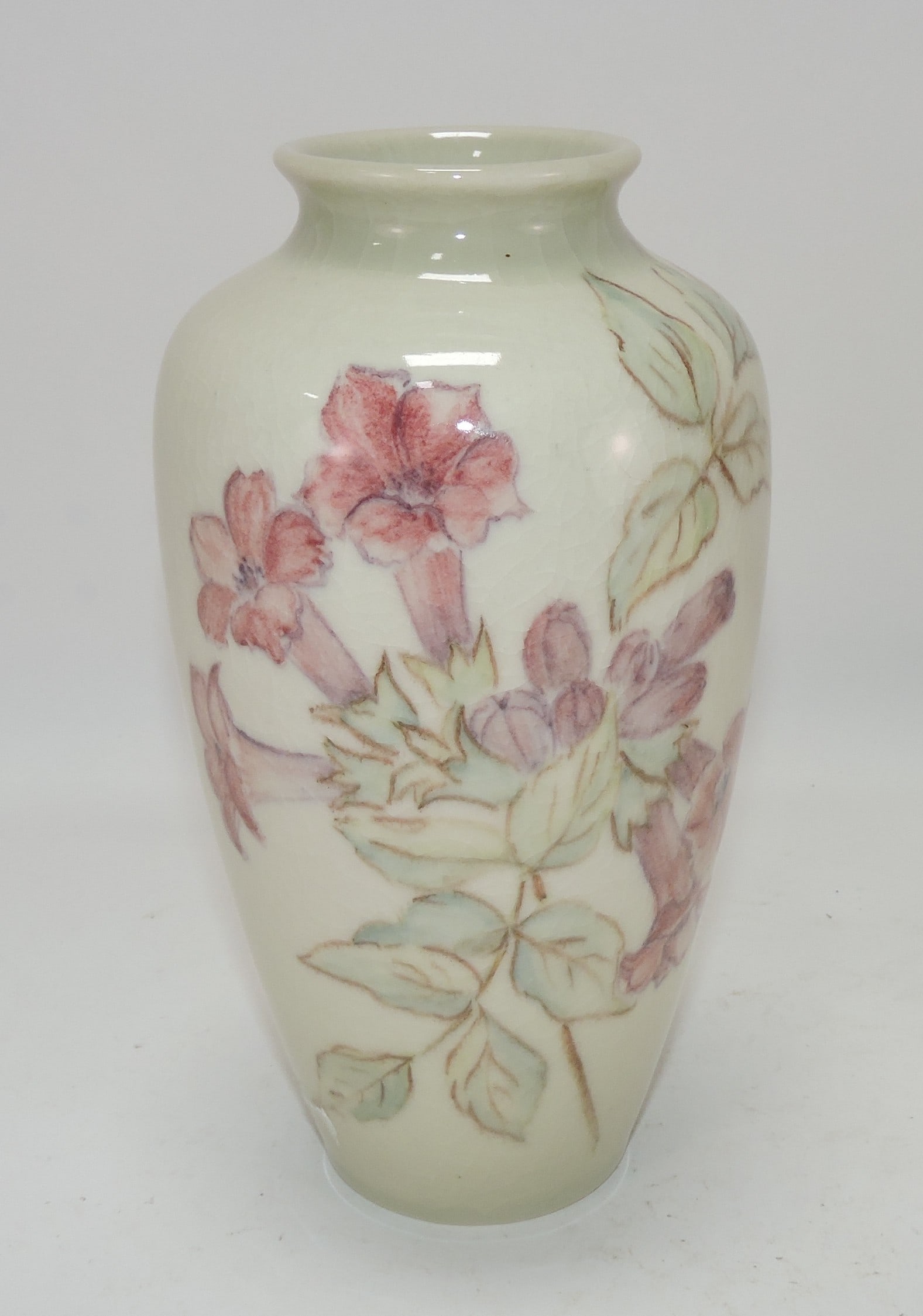 Rookwood art pottery 8" vase with: floral motif, #614E, 1919