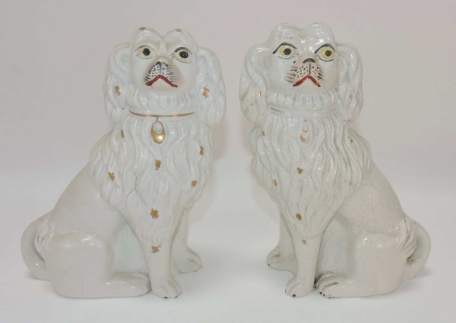 Staffordshire pair of white spaniels with (1 of 1)