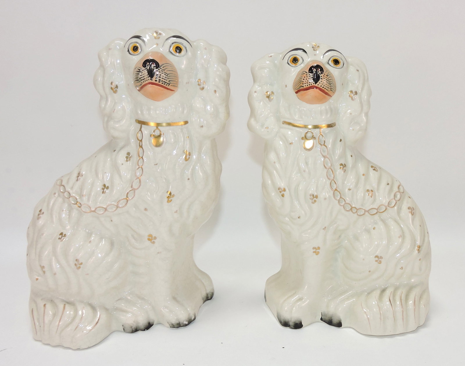 Staffordshire pair of #2 white spaniels, (1 of 1)