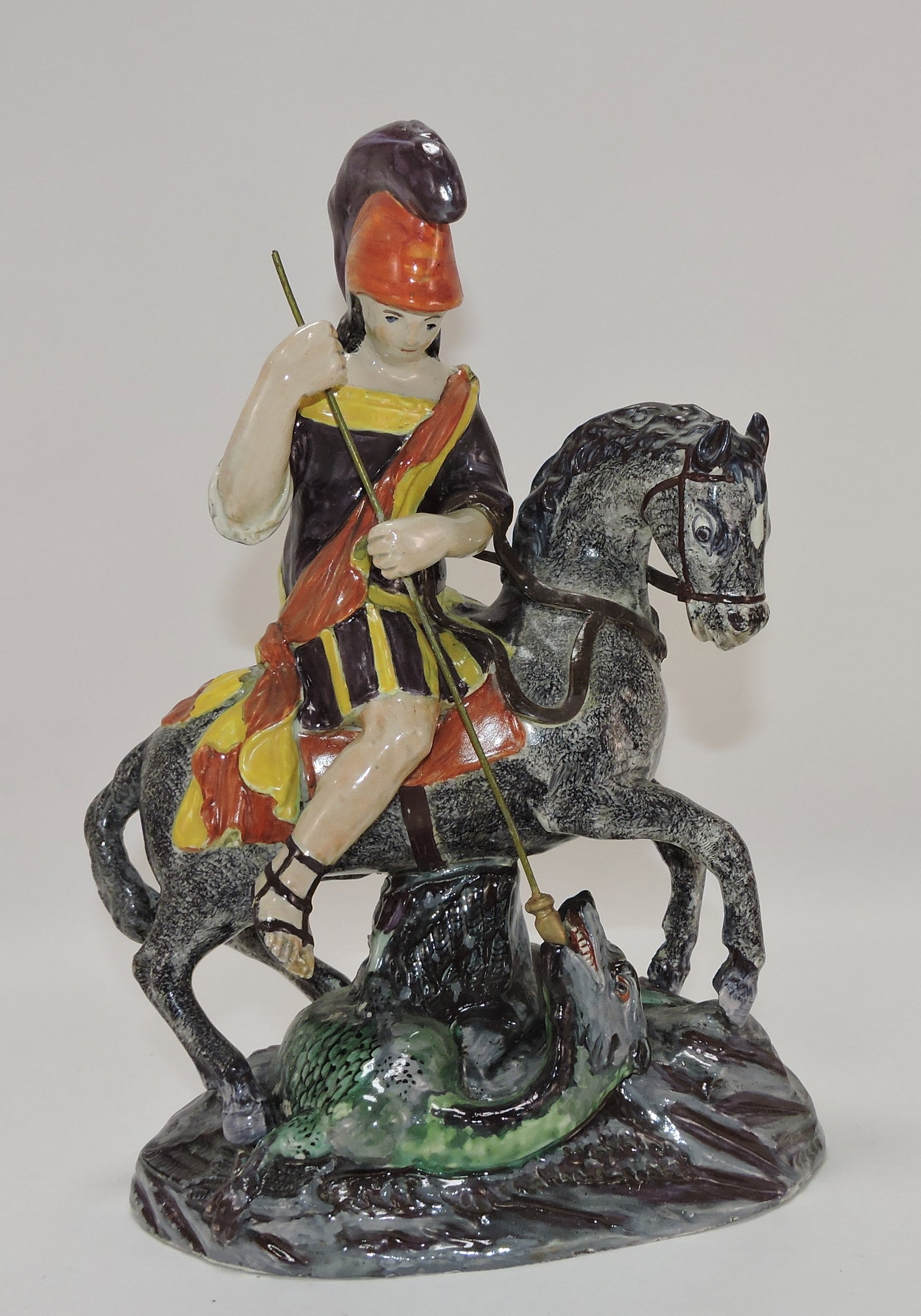 Staffordshire Pearlware St. George and: the Dragon, 11"
