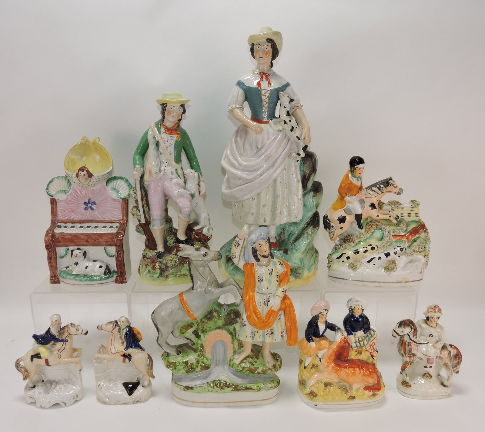 Staffordshire lot of 9 figures, 5" to 16", (1 of 1)