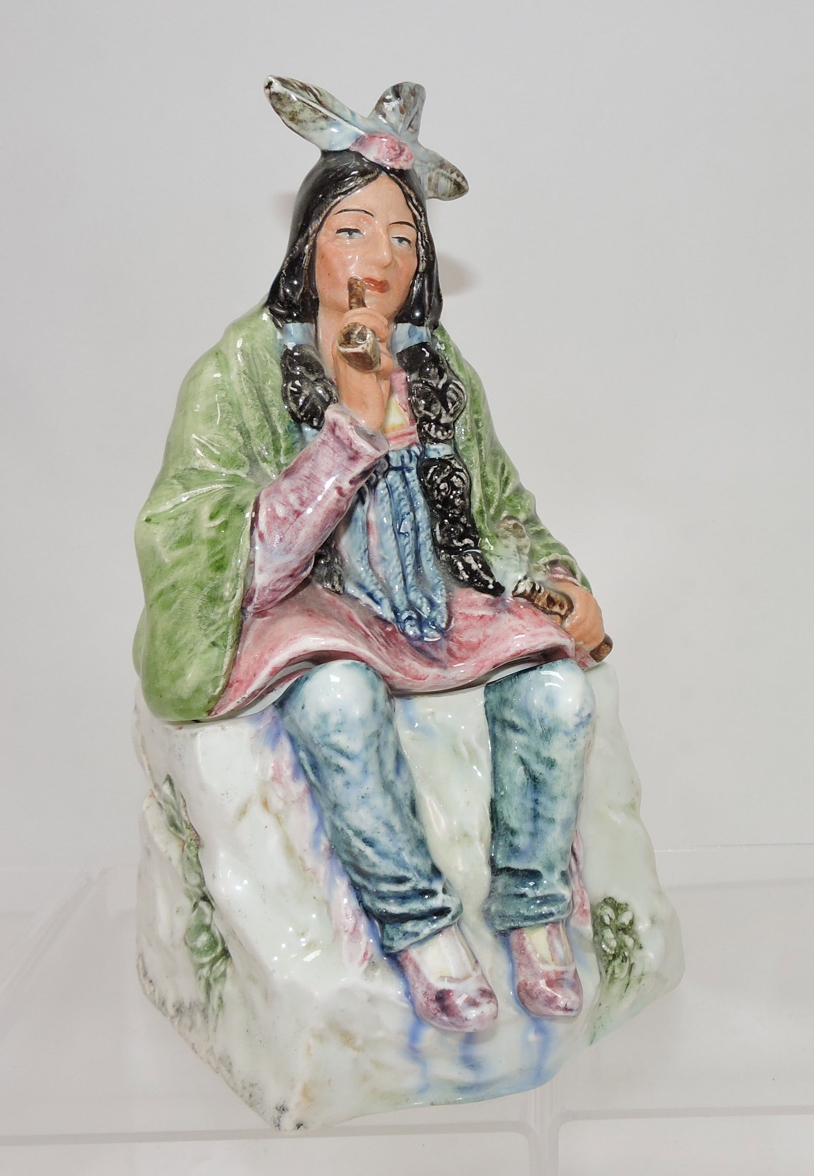 Continental majolica Indian humidor, (1 of 1)