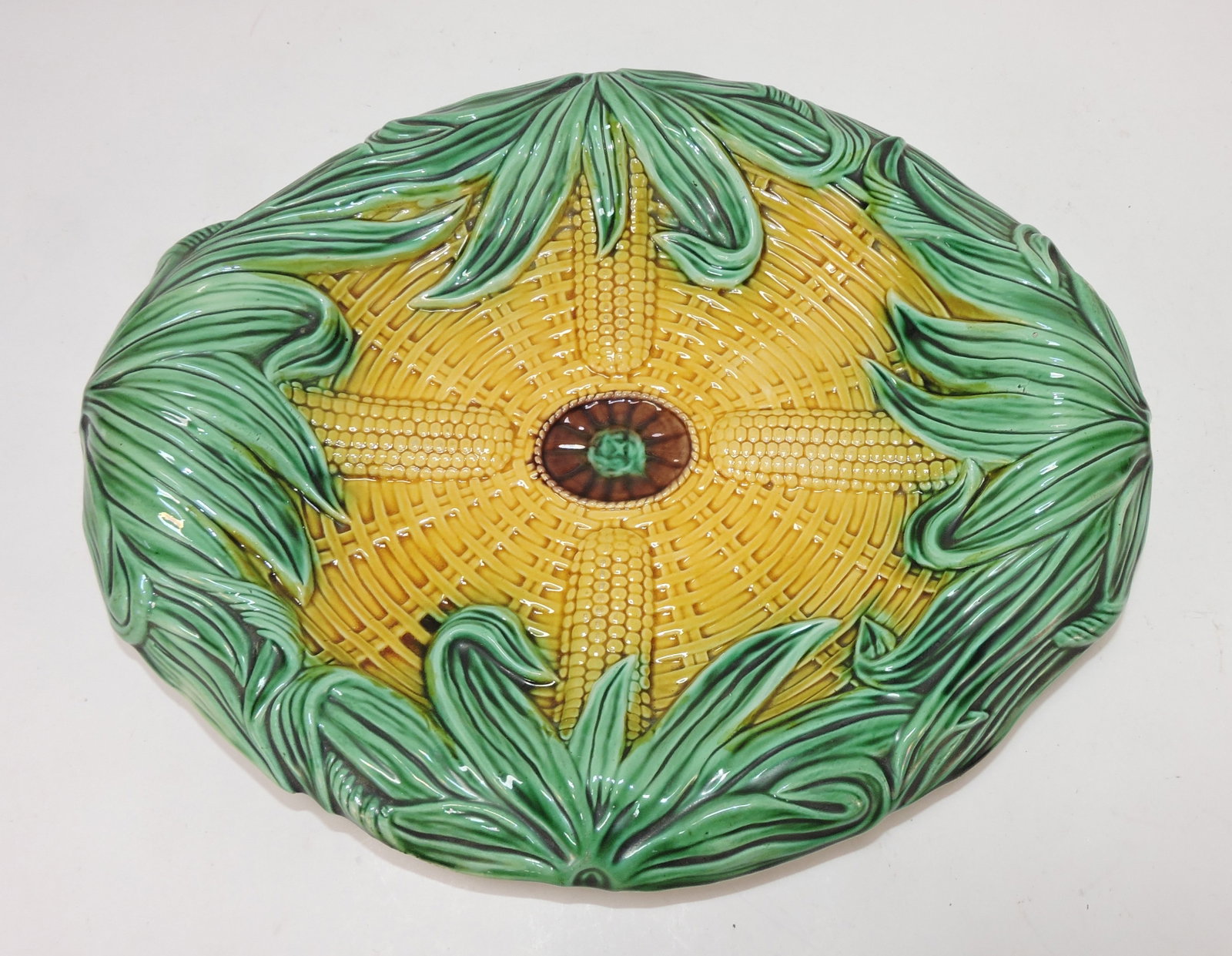 Majolica corn platter, 13" (1 of 1)