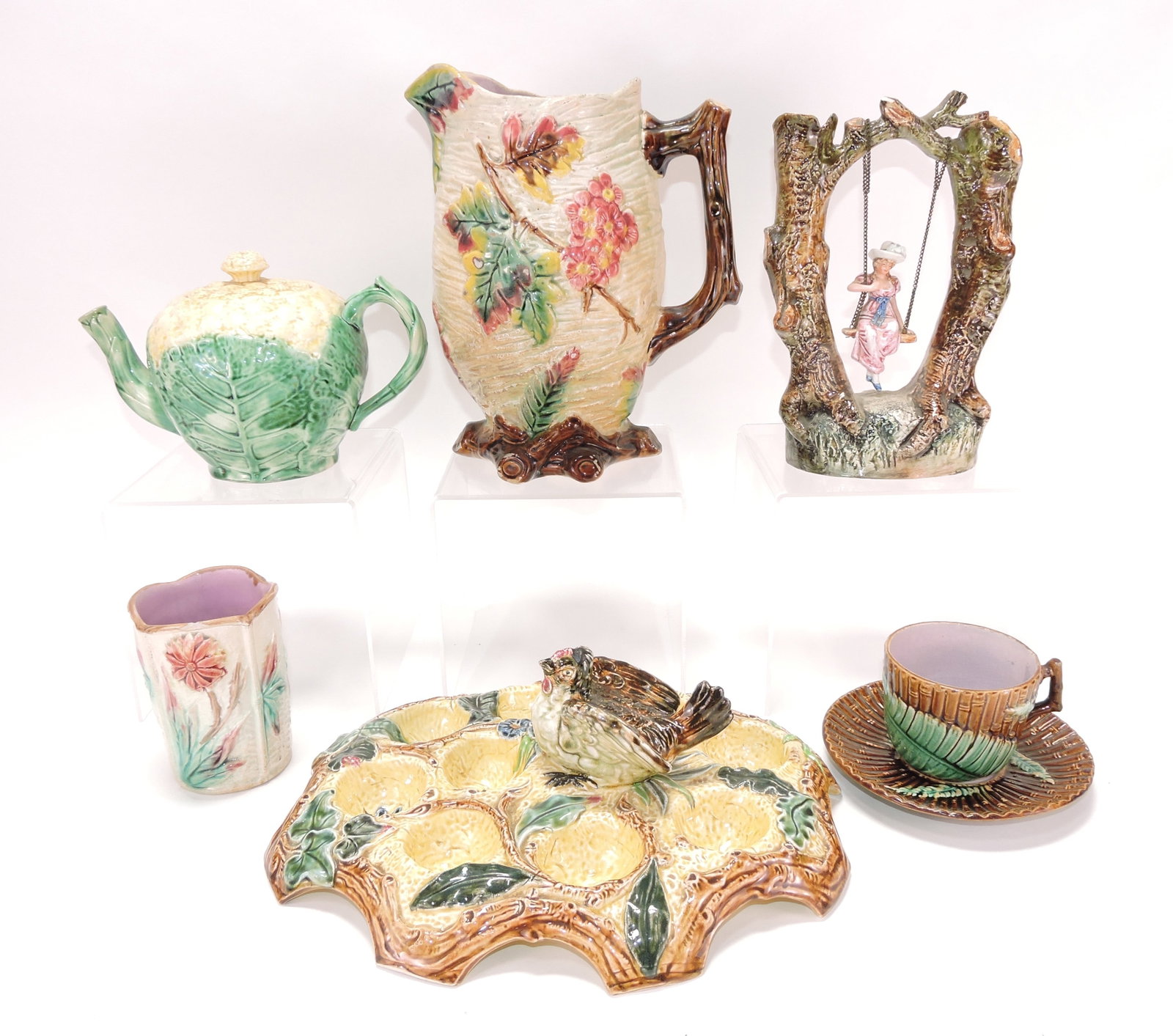 Majolica lot of 6 assorted items, (1 of 1)