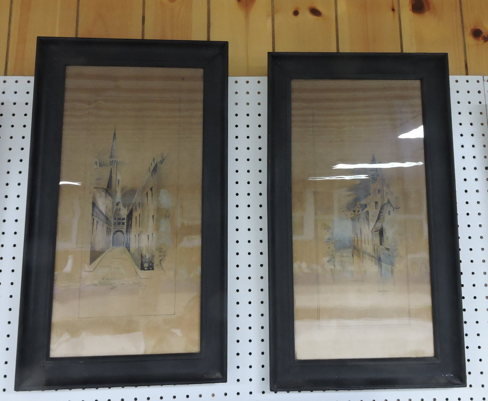 Lot of 2 streetscape drawings, 28"x16": .