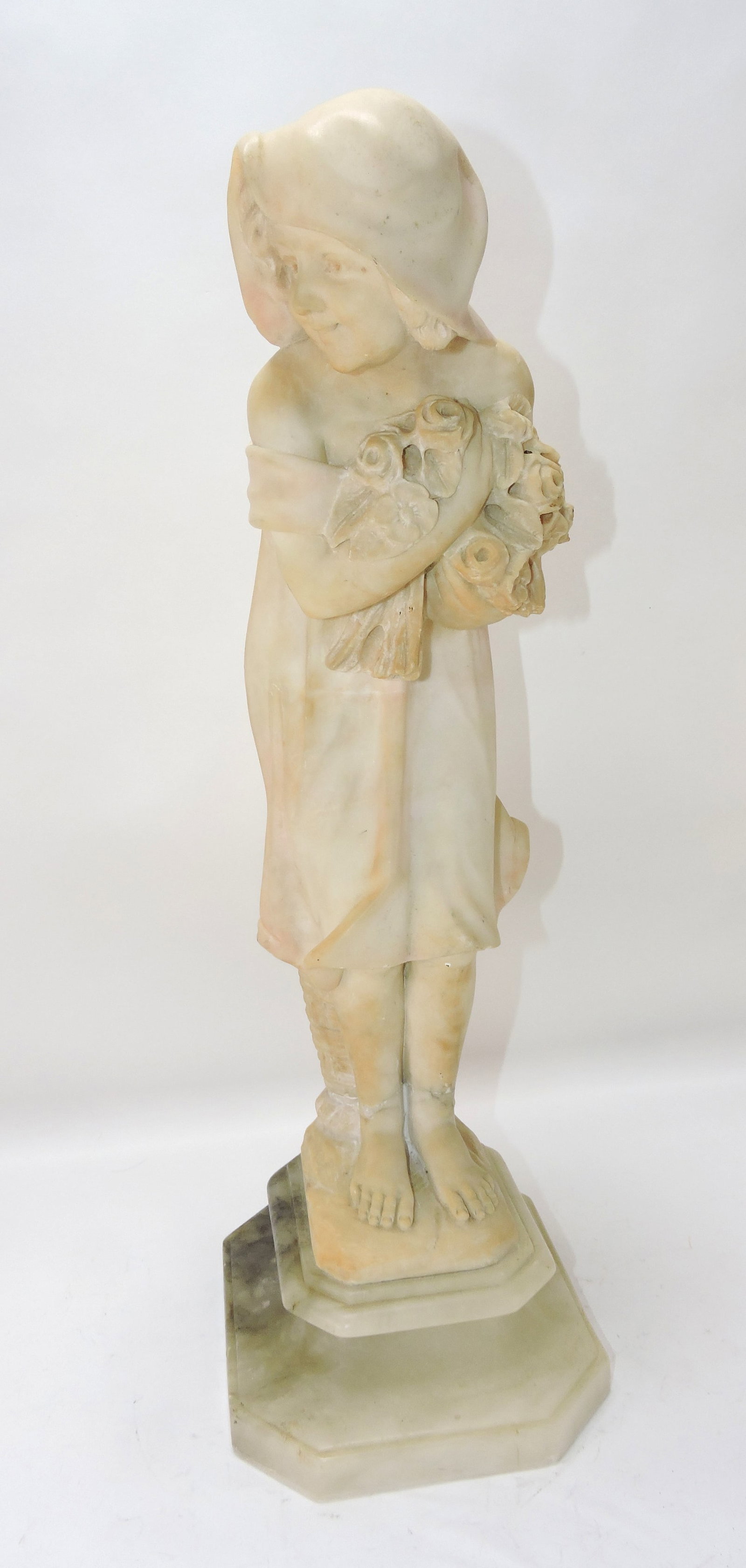 Alabaster figure of a girl gathering flowers, (1 of 1)