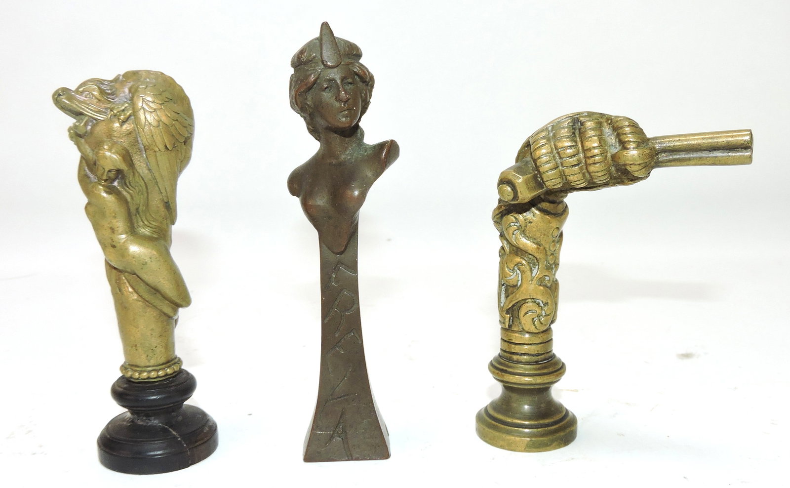 Lot of 3 bronze letter seals/figures, (1 of 1)