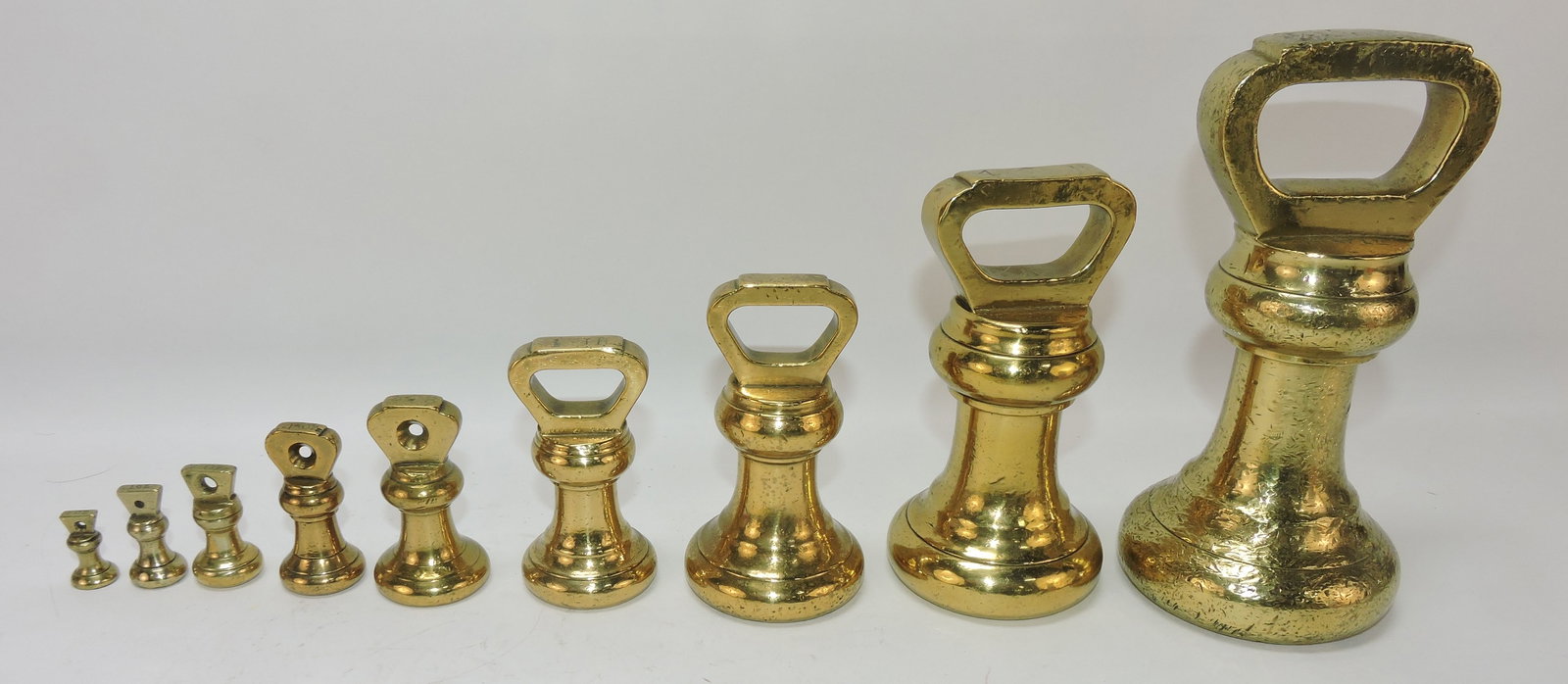 Set of 9 Avery brass graduated ball (1 of 1)