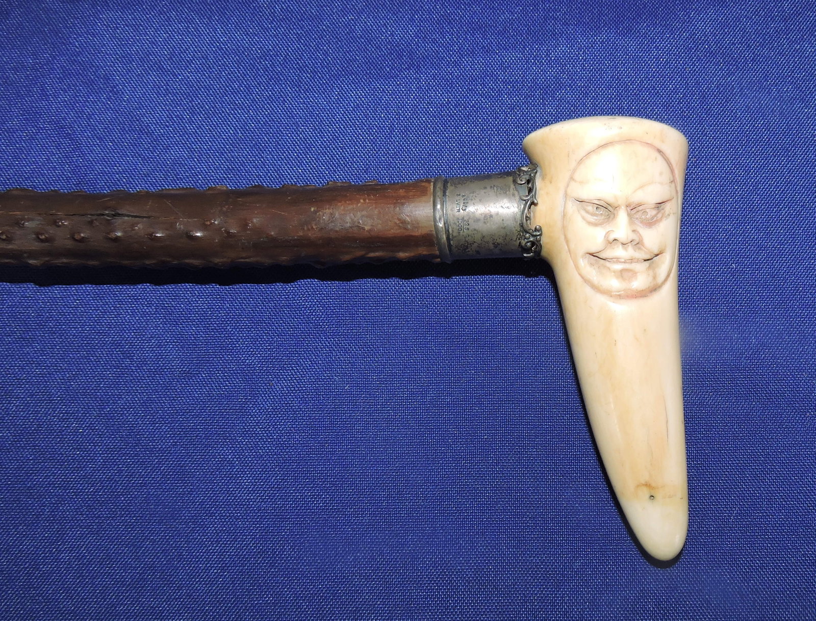 Bone handled walking cane, 35" - 2