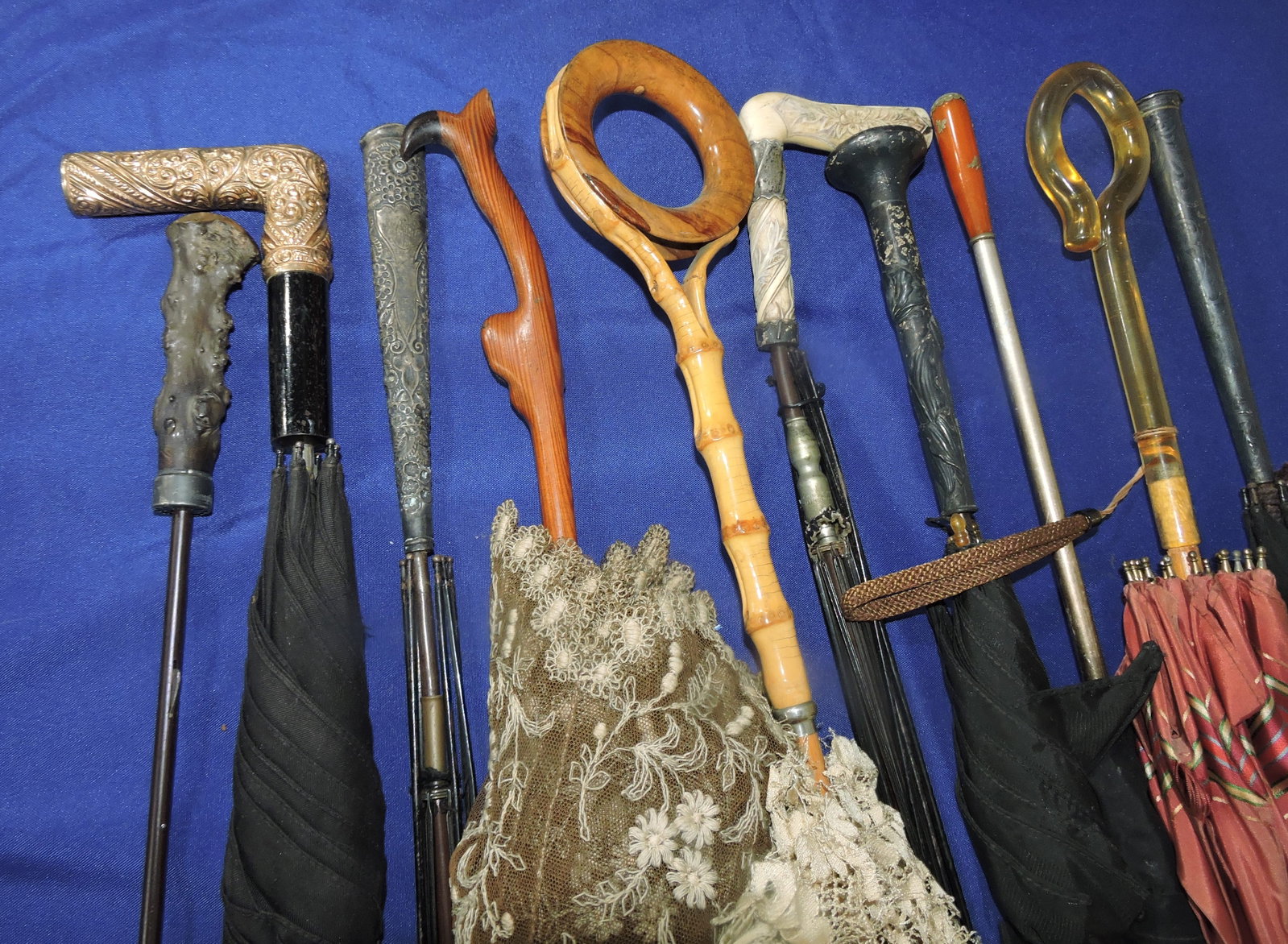 Lot of 10 fancy handled umbrellas, (1 of 2)