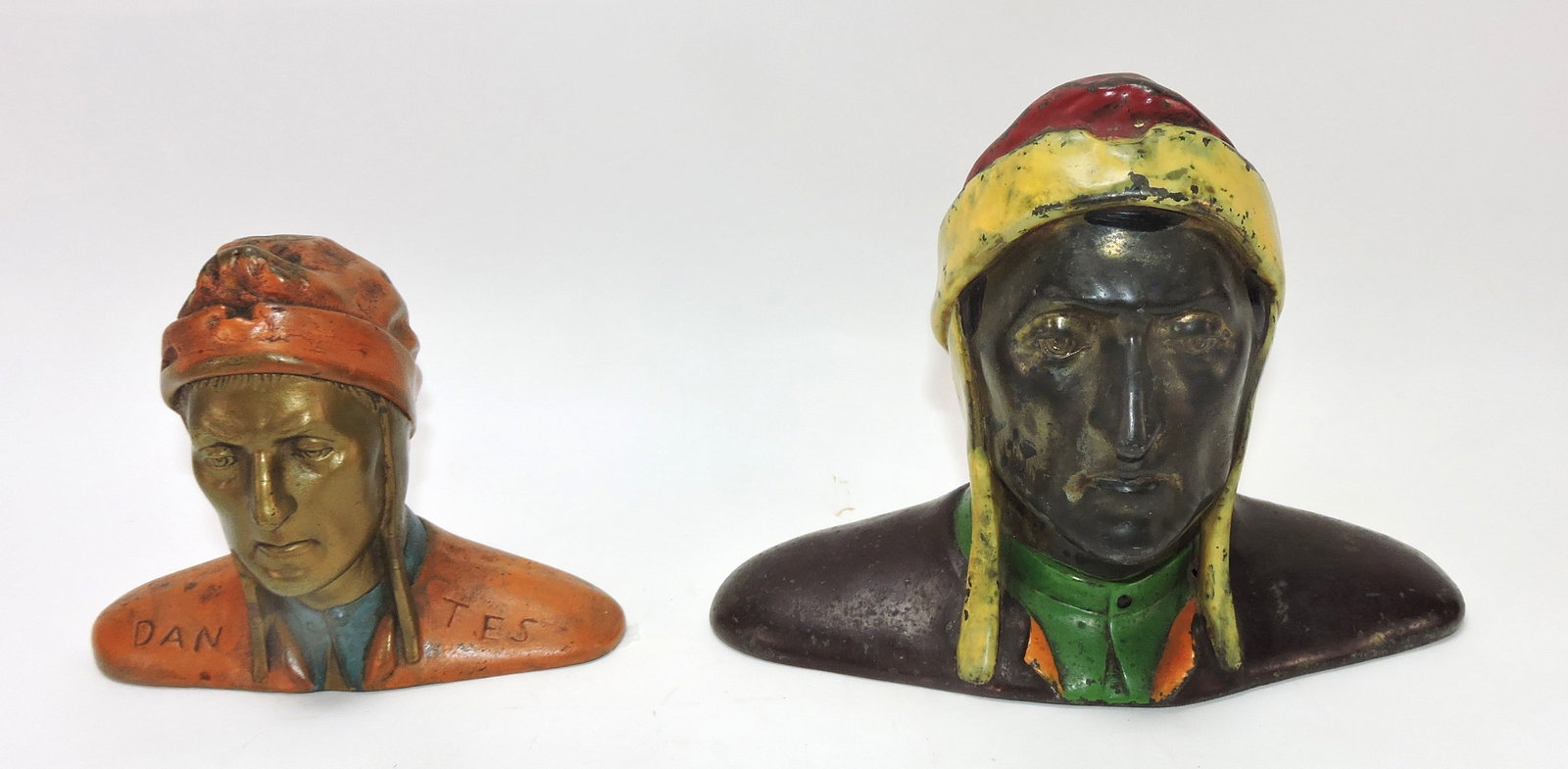 Dante lot of 2 metal busts, 5" and: 6 1/2"