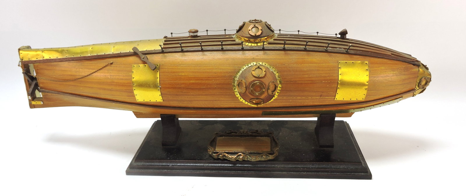Handmade wooden scale model submarine, (1 of 2)