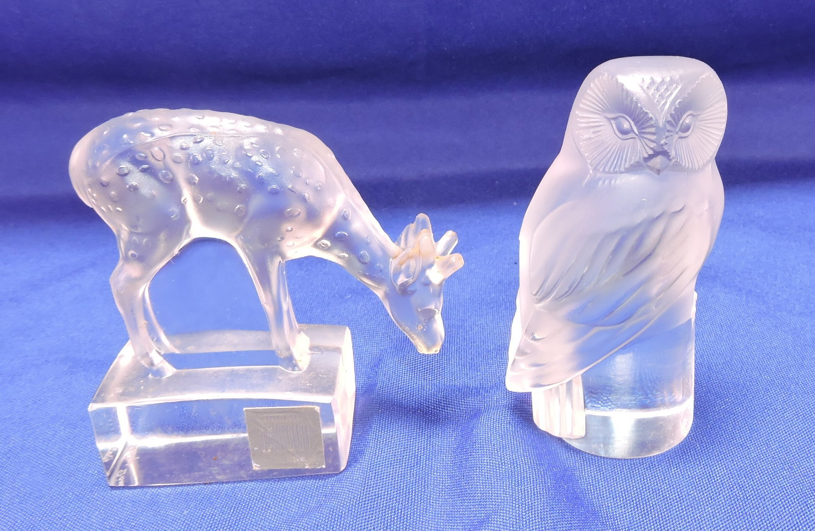 Lalique deer and owl paperweights, (1 of 1)