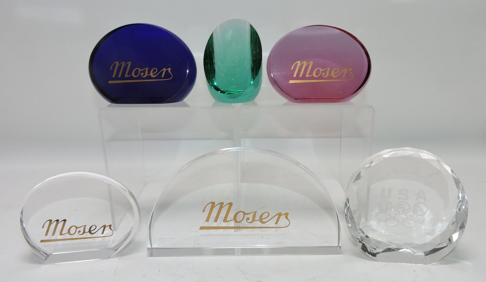 Moser lot of 6 paperweights: .