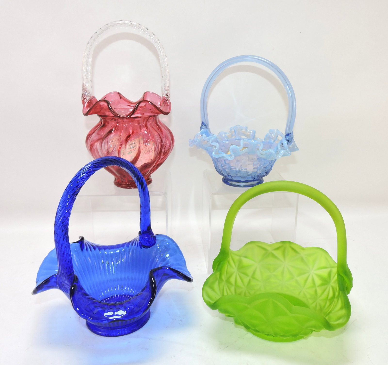 Lot of 4 glass baskets, including Fenton (1 of 1)