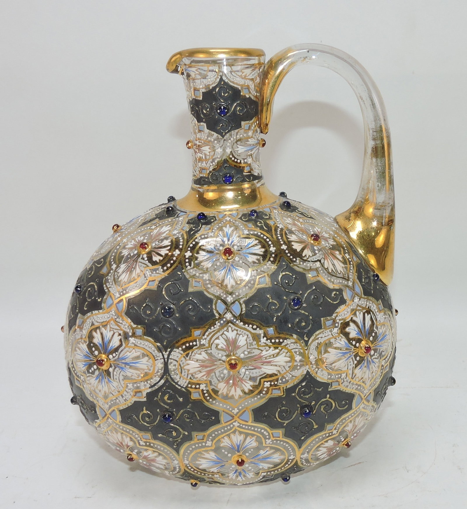 Moser enameled decanter, no stopper,: 8"
