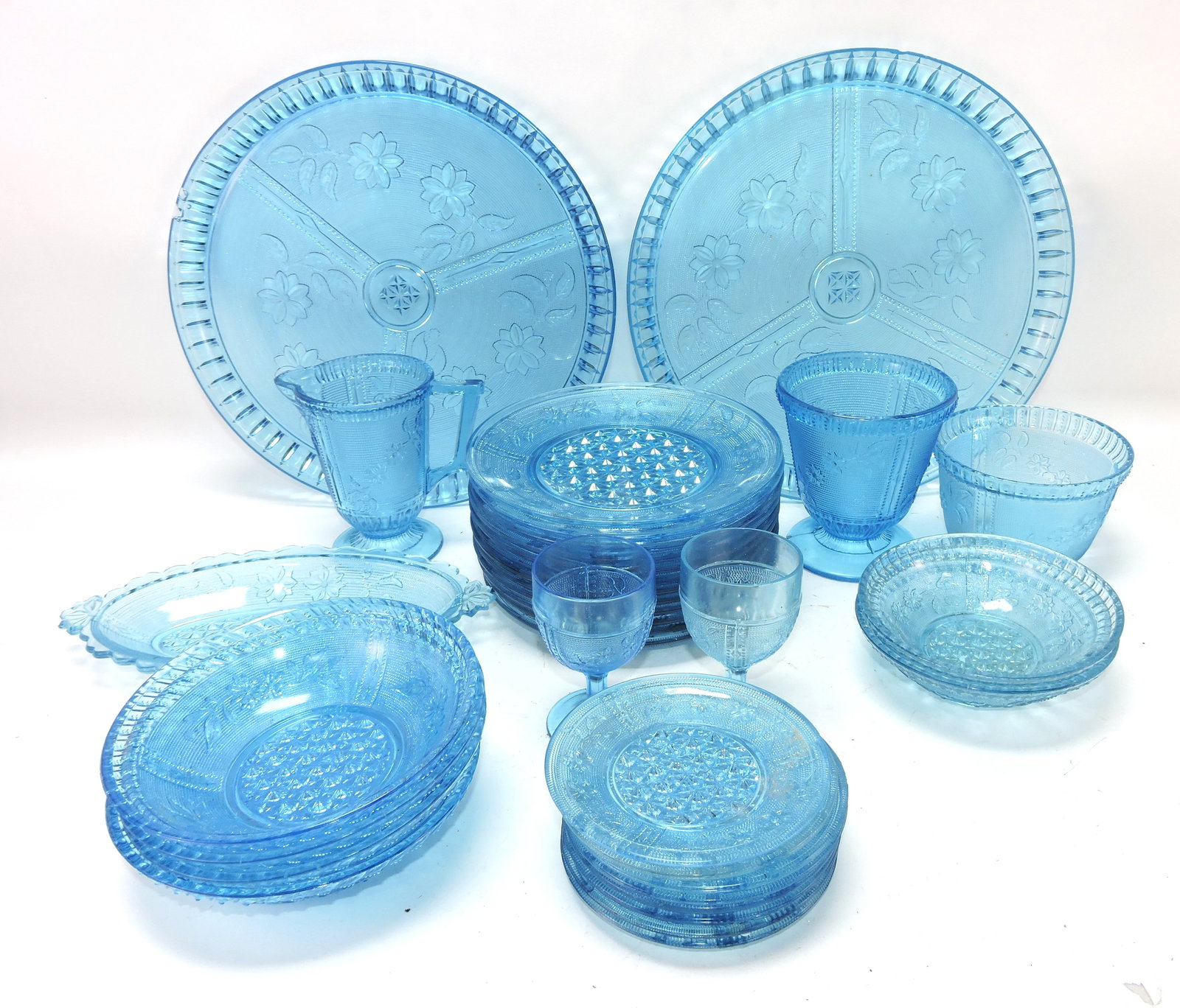 EAPG blue wildflower lot of 34 pieces, (1 of 1)