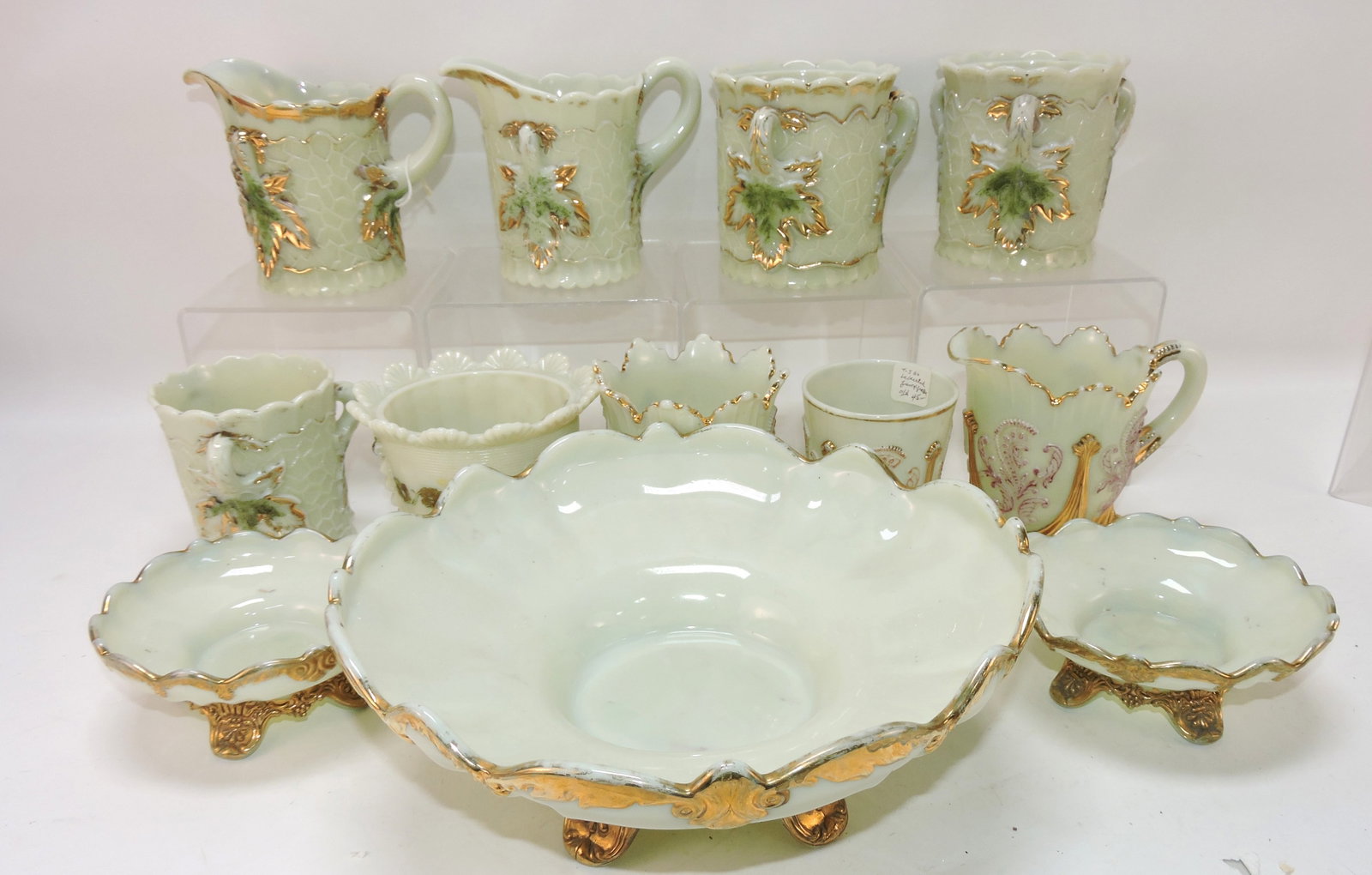 Custard glass lot of 12 pieces,: various condition