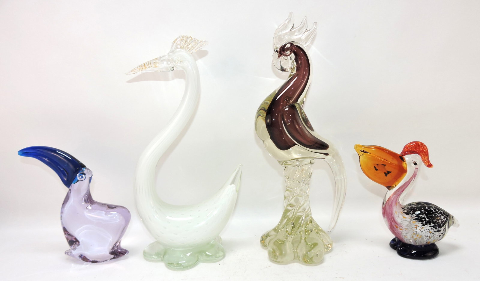 Murano lot of 4 bird figures, 7" to 14" (1 of 1)
