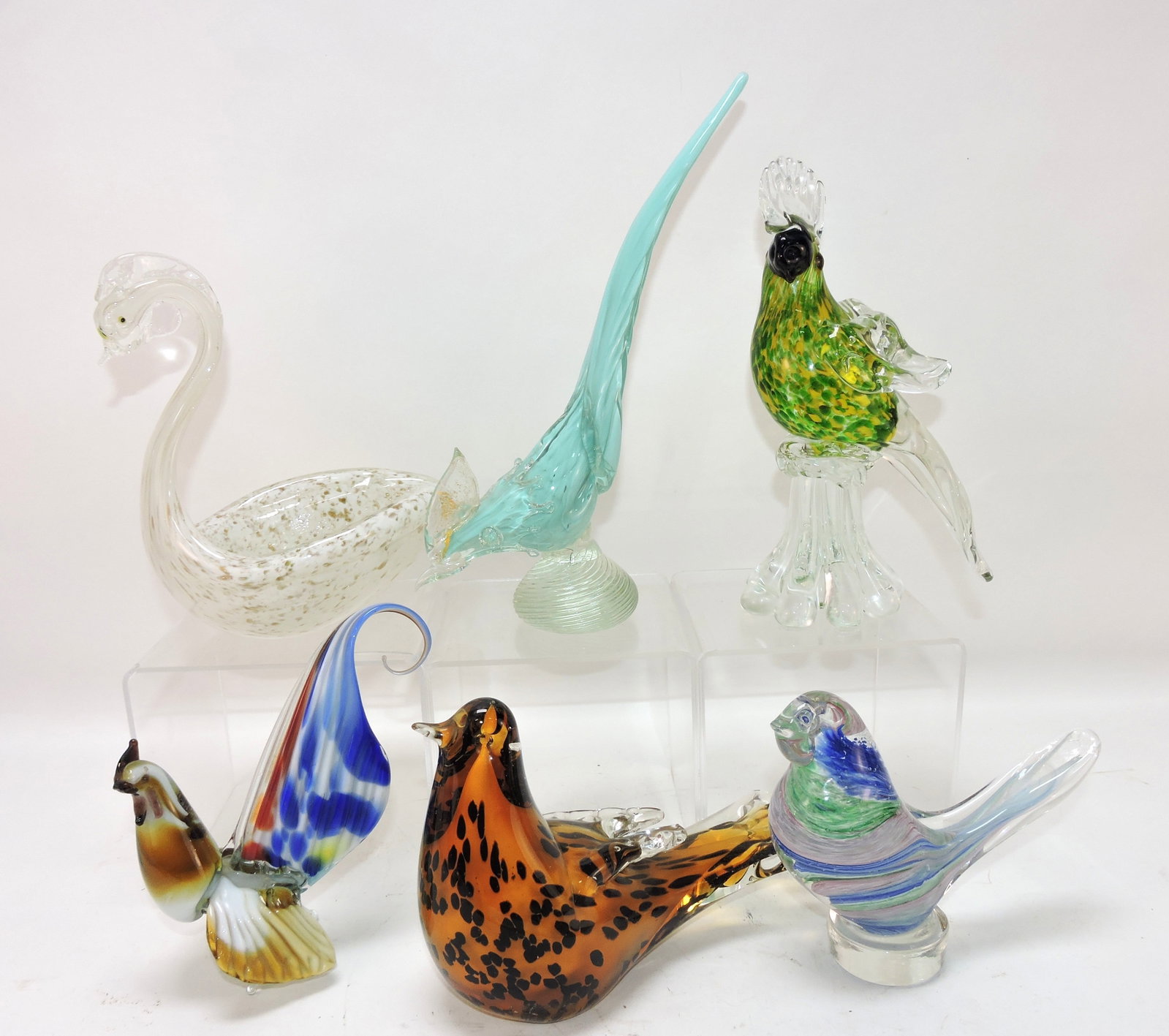 Murano lot of 6bird figures, 5" to 10" (1 of 1)