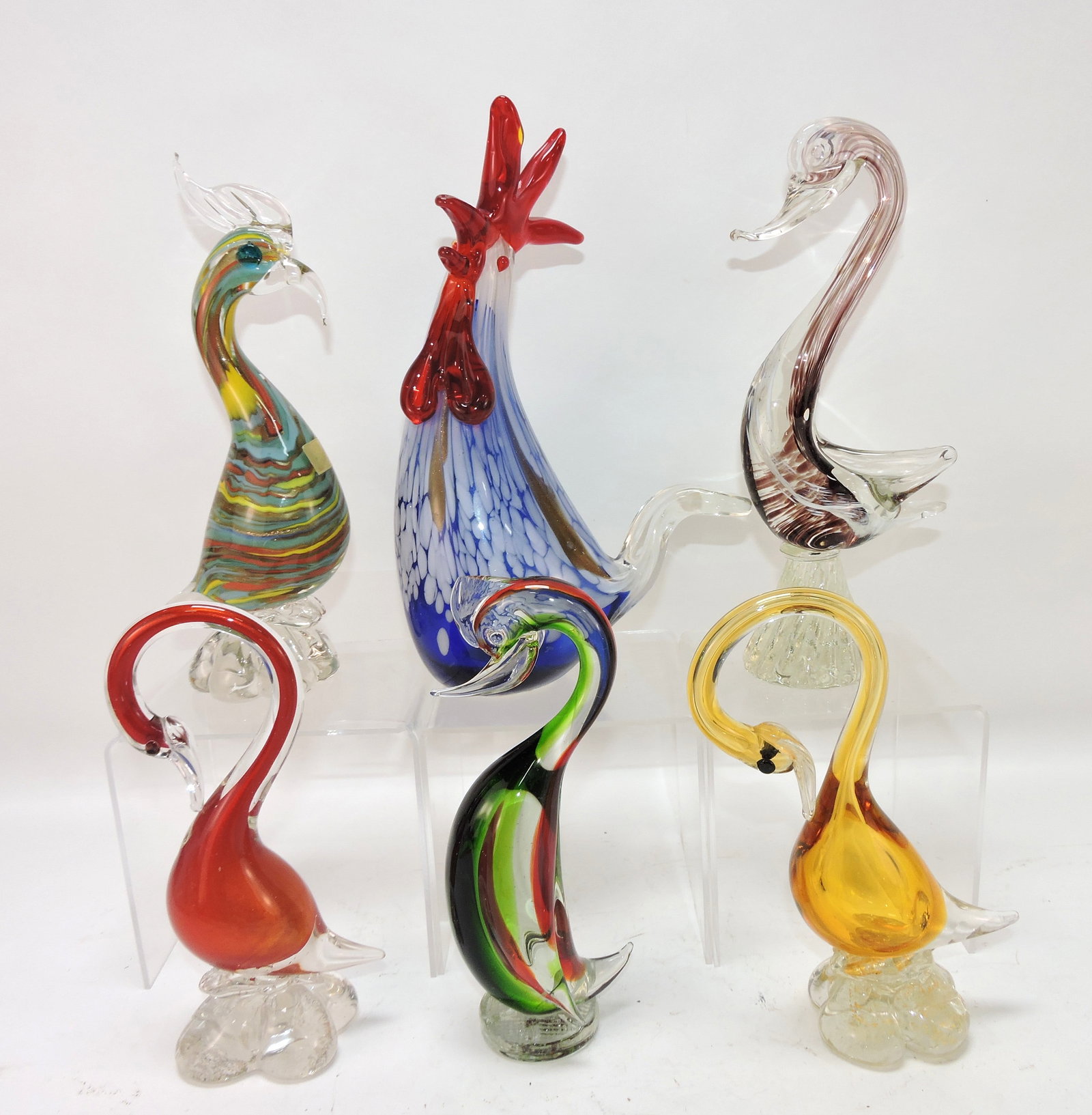 Murano lot of 6bird figures, 8" to 11" (1 of 1)
