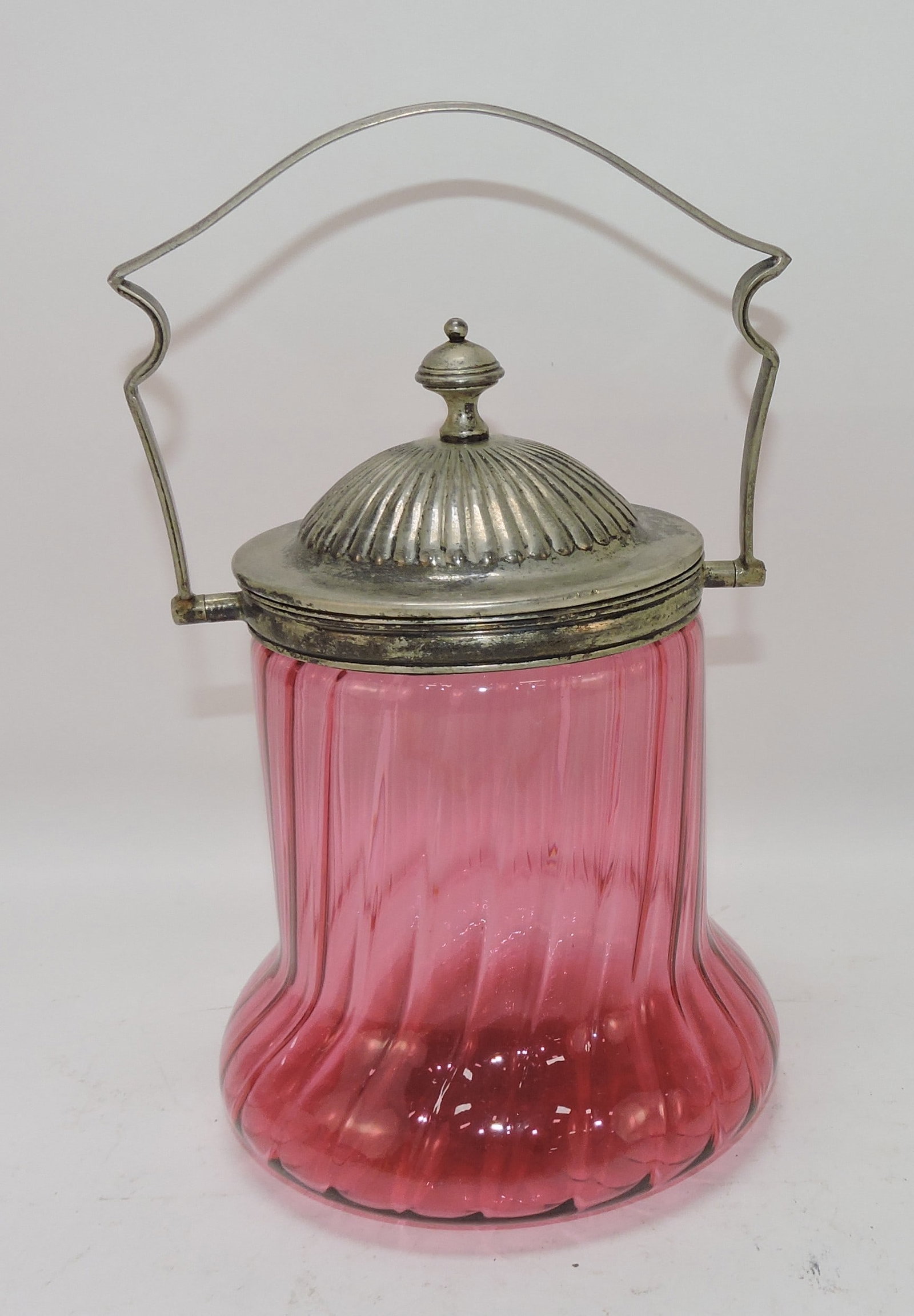 Cranberry biscuit jar, 8 1/2": .
