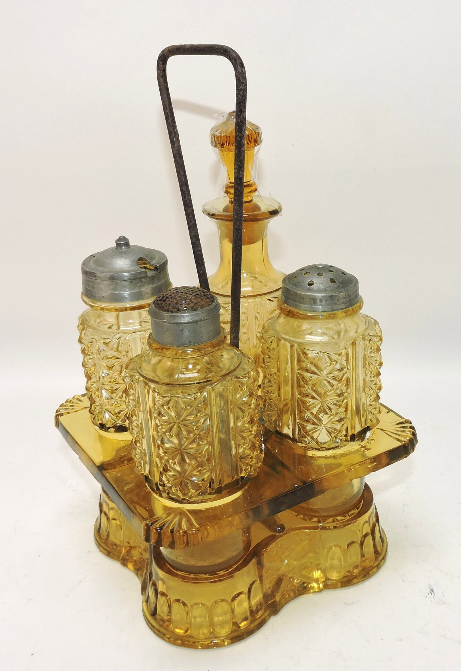 Amber glass 5 pc condiment set: .