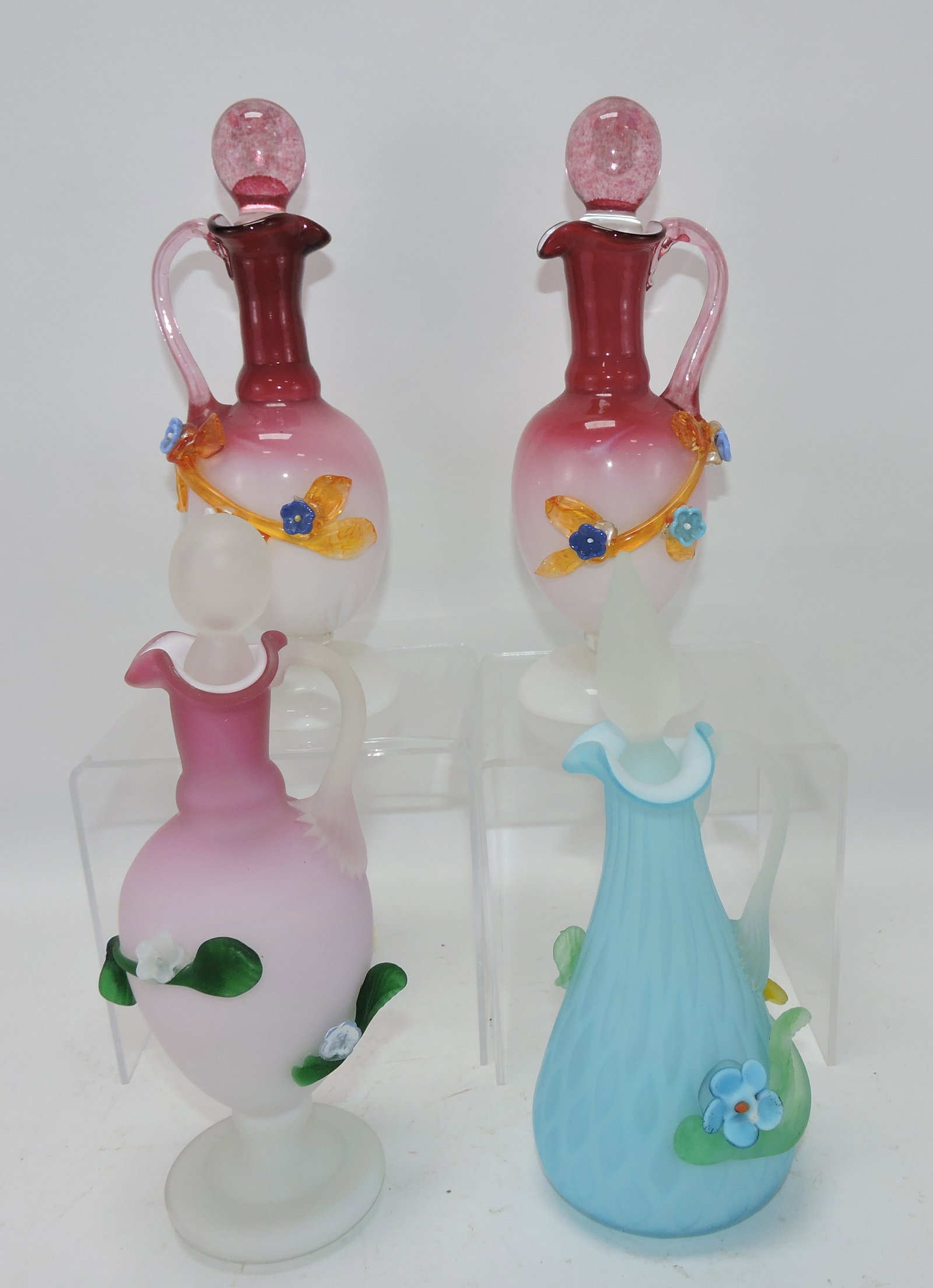 Lot of 4 Murano cruets, 8": .